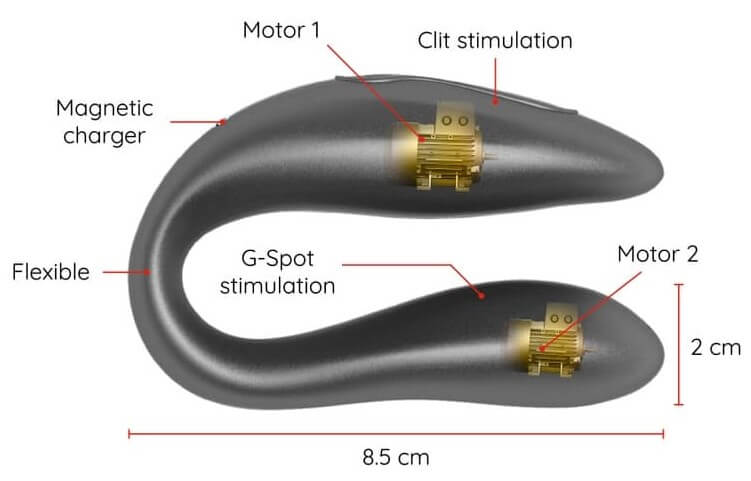 Luxusní 2 motorový párový vibrátor s dálkovým ovládáním přes aplikaci.